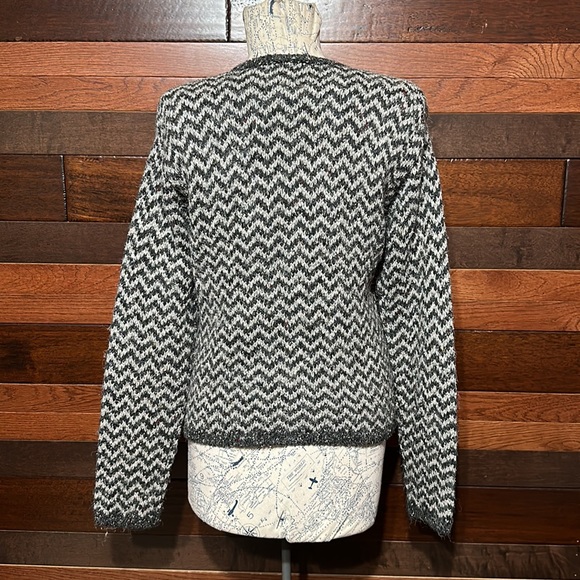 Vintage Paul Harris Designs Crew Neck Long Sleeve Zigzag Cardigan Sweater - Picture 9 of 10